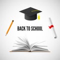 Back to school banner. Education and knowledge illustration. Vector