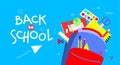 Back to school banner, flat design, background template vector illustration with lettering quote.Colorful school Royalty Free Stock Photo