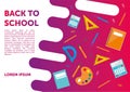 Back to school banner, poster, flat design colorful, vector backgound. web page