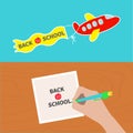 Back to school banner set. Hand writing drawing pen. Royalty Free Stock Photo