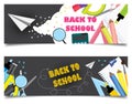 Back to school banners with school supplies