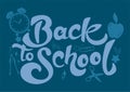 Back to School. Beautiful greeting card poster with calligraphy text. Hand drawn calligraphy lettering, design elements.