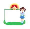 back to school - beautiful schoolgirl girl reading a book - frame Royalty Free Stock Photo