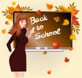 Back to school. Beautiful schoolteacher and apple. Royalty Free Stock Photo