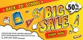 Back to school big sale banner.Shop now promotions Royalty Free Stock Photo