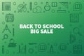 Back to School Big Sale vector outline horizontal illustration Royalty Free Stock Photo