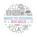 Back to School Big Sale vector round outline illustration Royalty Free Stock Photo