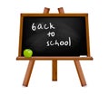 Back to school. Blackboard with easel with text. Royalty Free Stock Photo