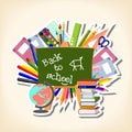 Back to school - blackboard and suppliers