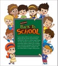 Back to school blank template with kid.