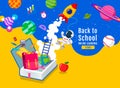 Back to school, Book Inspiration, Online Learning, study from home, flat design vector