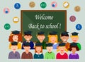 Back to school. A boy and a girl. Flat vector illustration. Royalty Free Stock Photo