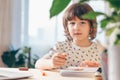 Back to school. Boy at home with laptop Royalty Free Stock Photo