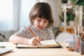 Back to school. Boy at home with laptop Royalty Free Stock Photo