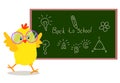 back to school. Card with funny chickens