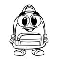 Back to school cartoon comic character for a cute school bag vector art Royalty Free Stock Photo