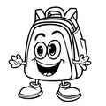 Back to school cartoon comic character for a cute school bag vector art Royalty Free Stock Photo