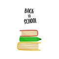 Back to school cartoon doodle illustration. Students elementary and high school concept.