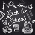 Back to school with chalk font on blackboard Royalty Free Stock Photo