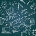Back to school with chalk font on blackboard Royalty Free Stock Photo