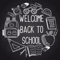 Back to school with chalk font on blackboard Royalty Free Stock Photo