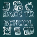 Back to school with chalk font on blackboard Royalty Free Stock Photo