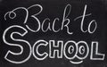 Back to school chalk lettering on blackboard. White chalk Back to school inscription on chalkboard. School class study