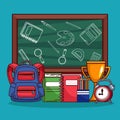 back to school chalkboard and equipment supplies