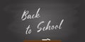 Back to school chalkboard vector banner mock up, blackboard with chalk piece. education illustration. blank green board. classroom Royalty Free Stock Photo