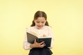 Back to school. Childhood happiness. happy little girl in school uniform. small girl child. private teaching. Smart Royalty Free Stock Photo