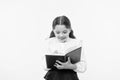 Back to school. Childhood happiness. happy little girl in school uniform. small girl child. private teaching. Smart Royalty Free Stock Photo