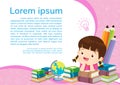 Back to school children girl learning poster