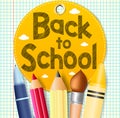 Back to School In A Circle Tag with School Supplies on a Paper Royalty Free Stock Photo