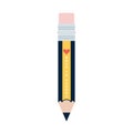 Back to school. Classic pencil with rubber and text. Vector illustration, flat design