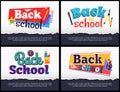 Back to School Collection of Colorful Stickers Royalty Free Stock Photo