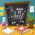 Back to school. Collection of school supplies in cartoon style. Royalty Free Stock Photo