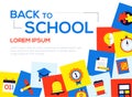 Back to school - colorful flat design style web banner Royalty Free Stock Photo