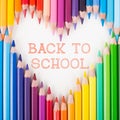 Back to school. Colour pencils. Heart shape.