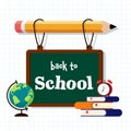 Back to school concept background decorative with various school stationery flat design Royalty Free Stock Photo