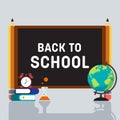 Back to school concept background decorative with various school stationery flat design Royalty Free Stock Photo
