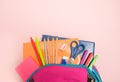 Back to school concept. Backpack with school supplies Royalty Free Stock Photo