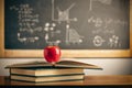 Back to school concept banner. Red apple on the open pages book Royalty Free Stock Photo