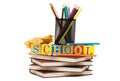 Back to school concept with books and pencils Royalty Free Stock Photo