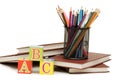 Back to school concept with books and pencils Royalty Free Stock Photo