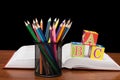 Back to school concept with books and pencils Royalty Free Stock Photo