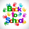 Back to school concept with colored hands, Day of Knowledge, First Day of School illustration Ã¢â¬â stock vector