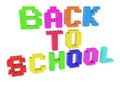 BACK TO SCHOOL concept from colored toy bricks to white