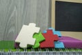 Back to school concept with colorful wooden puzzle Royalty Free Stock Photo