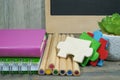 Back to school concept with colorful wooden puzzle Royalty Free Stock Photo