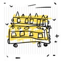Back to school concept. Cute sketch of school bus on notebook page Royalty Free Stock Photo